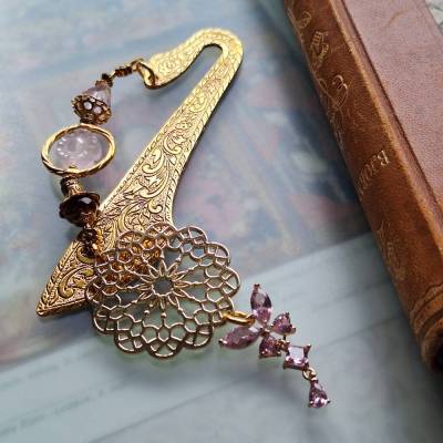 Schmetterling Lesezeichen für die Märchen Prinzessin goldenes Rosenquarz Buchzeichen Geschenk zum Buch