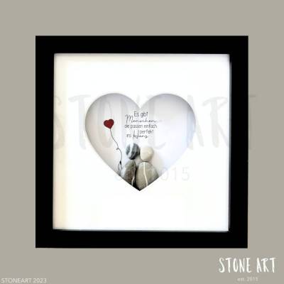 Steinbild mit Herz-Passepartout & Personalisierung – Perfektes Geschenk für Herzensmenschen