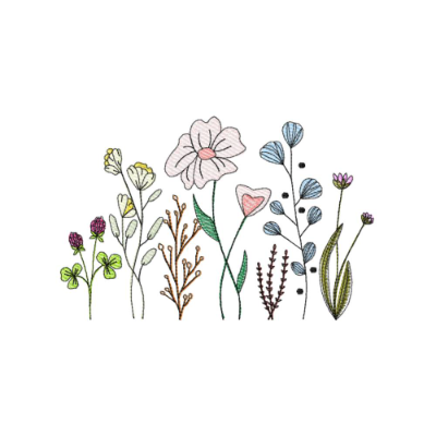 Stickdatei Blumenwiese Nr. 1 in vier Größen, Sommer, Frühling, Wildblumen