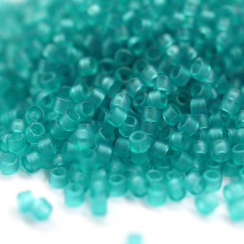 5g Miyuki Delica 11/0 Dyed Semi-Frosted Transparent Teal