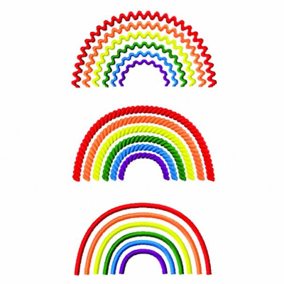 Stickdatei Regenbogen - drei Varianten, Rahmen 10 cm x 10 cm, Baby, Kind, Mama, Mutterpass, UHeft, Bogen, sticken