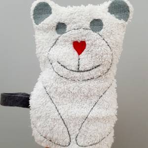 Stickdatei Waschlappen 4er Set  13 cm x 18 cm, Maus, Bär, Eule, Monster Bild 6