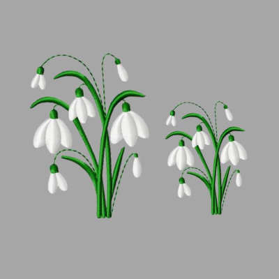 Stickdatei Schneeglöckchen in zwei Größen, Blume, Frühling, Sommer