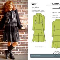 PDF-Schnittmuster Kleid Amber – Feminines Design mit Schluppe & 3-stufigem Rock (Gr. 36-50) Bild 1