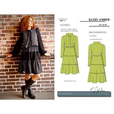 PDF-Schnittmuster Kleid Amber – Feminines Design mit Schluppe & 3-stufigem Rock (Gr. 36-50)