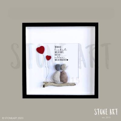 Steinbild „Wenn du liebst, was du hast, hast du alles was du brauchst“ – Persönliches Hochzeitsgeschenk individuell gestalten