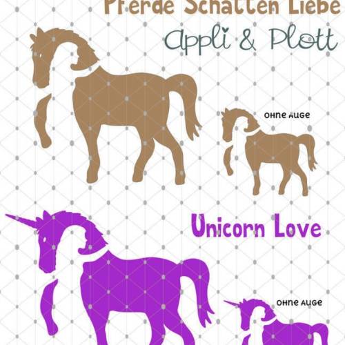 PLOTT HorseLove Reiten Pferd Pferdeliebe Einhorn als SVG DXF Plottdatei Plotterdatei und png zum drucken
