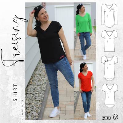 Ebook PDF Schnittmuster Damen Shirt FREISING Gr. 32-56 + gratis Plott