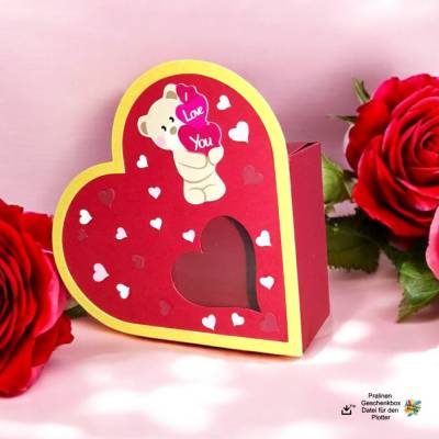 Plotterdatei Pralinen Geschenkbox für alle Plottergeräte 