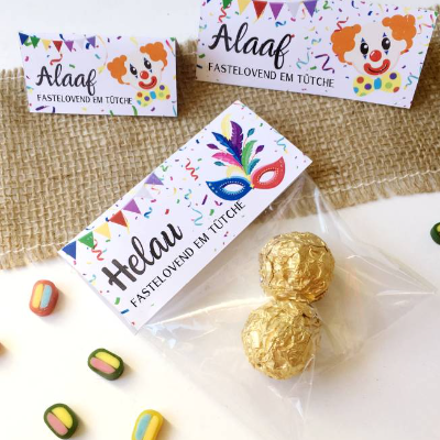 Druckvorlage Fastelovend - Karneval - Fasching - drucken - Tütenverschluss - Mitbringsel - Fastnacht to go - Köln