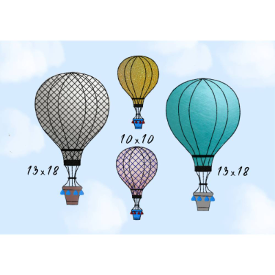 Stickdatei Heißluftballon 2 Größen und Varianten, Applikation