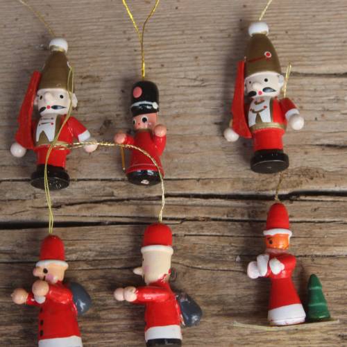 6 tlg. Holzanhänger Set Erzgebirge  Christbaumschmuck 70er DDR