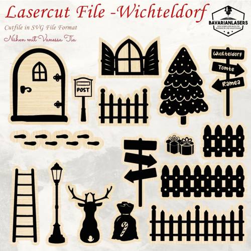 Wichteldorf Laserdatei | Laser Cut File Wichtel Wichteltür SVG XTOOL