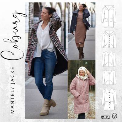 Ebook PDF Schnittmuster Damen Mantel/Jacke COBURG Gr. 34-52