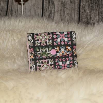 Mini-Geldbörse /Kleines Portemonnaie/kleiner Geldbeutel Häkeloptik rosa-grün