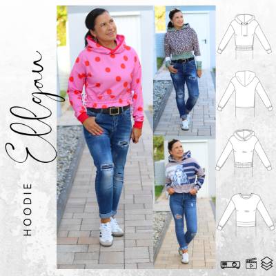 Ebook PDF Schnittmuster Damen Hoodie ELLGAU Gr. 34-56