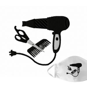 Stickdatei Friseur, zwei Größen, Rahmen 10 cm x 10 cm, Fön, Haare, Schere, Kamm Bild 2