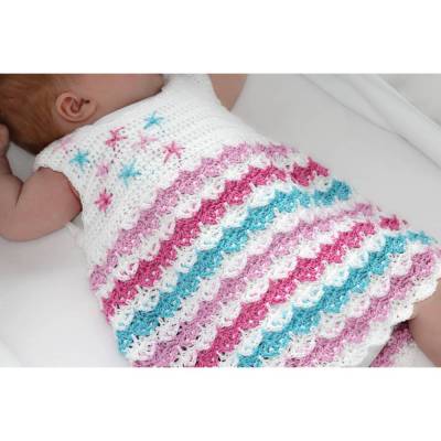 einfache Häkelanleitung Baby Kleid 0-4 Jahre mit Muschelmuster, 