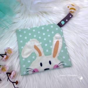 Stickdatei Schmusetuch Hase ITH drei Größen, Baby, Schmusetuch, Kuscheltuch, Schnuffeltuch, Stickmuster, Hase, Schnuller Bild 3