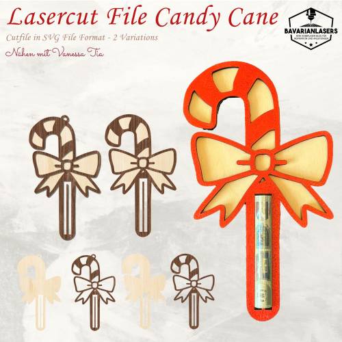 Zuckerstange Geldgeschenk | Laserdatei SVG Xtool MRBeam Cut File Laser Weihnachten