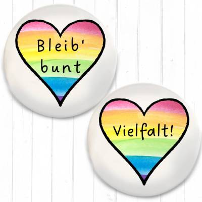 Bleib' bunt oder Vielfalt! Button in 3 Größen nach Wahl