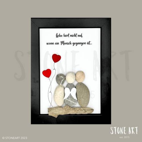 Trauergeschenk Steinbild – Liebe hört nicht auf, wenn ein Mensch gegangen ist | Personalisiertes Unikat