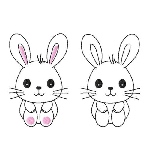 Stickdatei Hase, LineArt, Redwork, Silhouette, drei Größen, zwei Varianten