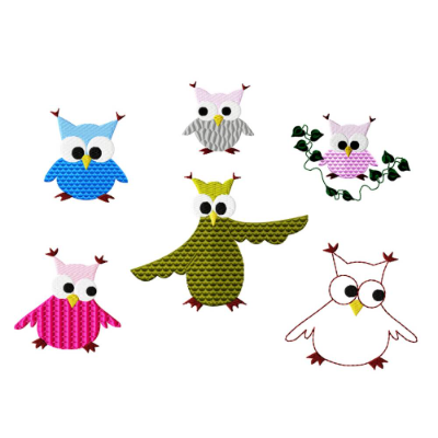 Stickdatei Eulenglück, Eule Rahmen ab 10 cm x 10 cm