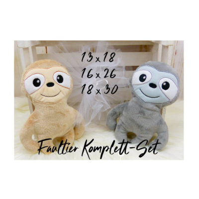 Stickdatei Faultier ITH in drei Größen, Tier, Kind, Kuscheltier, Anhänger, Schmusetier