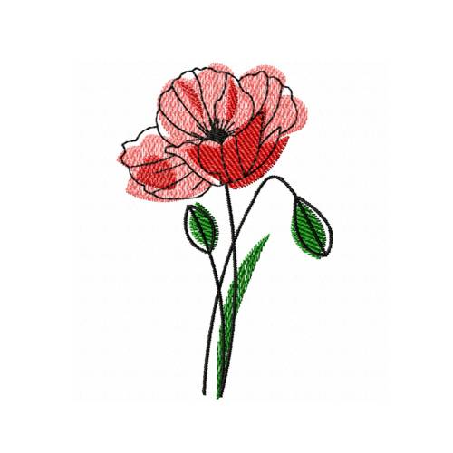 Stickdatei Klatschmohn - je zwei Varianten, 10x10 und 13x18, Mohn, Blume, Blüte, rot