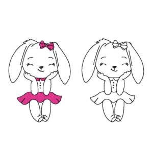 Stickdatei Hasenmädchen, LineArt, Redwork, Silhouette, drei Größen, zwei Varianten Bild 1
