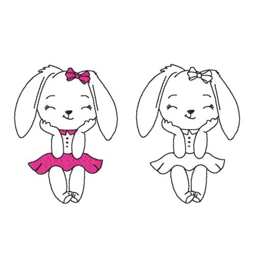 Stickdatei Hasenmädchen, LineArt, Redwork, Silhouette, drei Größen, zwei Varianten
