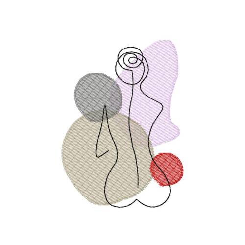 Stickdatei Frau Rücken, LineArt, Redwork, Silhouette, drei Größen