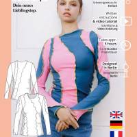 Patchwork Langarmshirt Schnittmuster PDF Download Top Jersey Bild 7