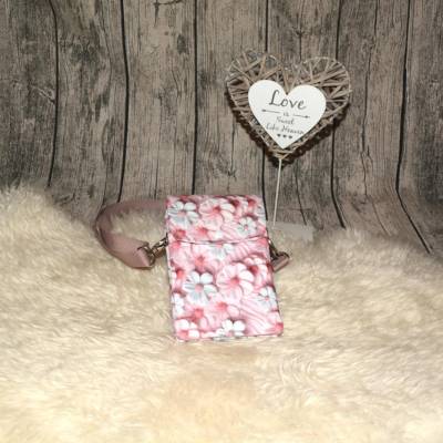 Handytasche Tuani-rosa-weiße-Blumen-Blüten-MädchentascheUmhängetasche-Festival-Urlaub