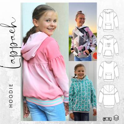 Ebook PDF Schnittmuster Kinder Hoodie LAPPACH Kids Gr. 86/92 -146/152