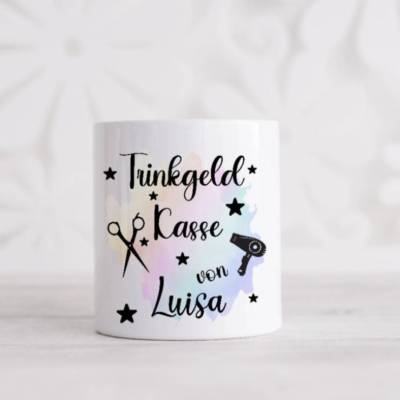 Spardose Trinkgeldkasse mit Name personalisiert Friseur Trinkgeld Geschenk Kollegin 