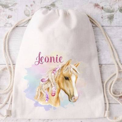 Kinder Turnbeutel mit Name Pferd Mädchen personalisiert 