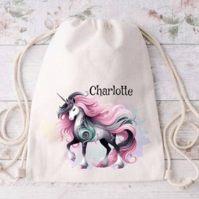 Kinder Turnbeutel mit Name Einhorn Mädchen personalisiert 