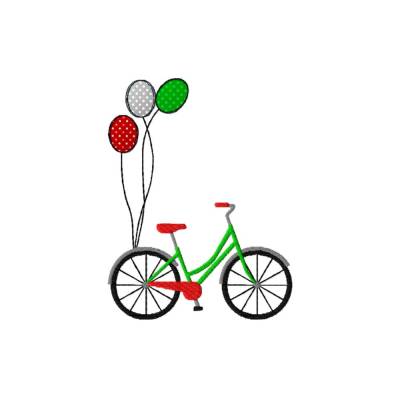 Stickdatei Fahrrad mit Ballon und solo, Doodle,  Luftballon