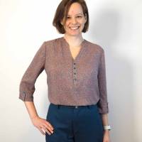 Schnittmuster Damen Bluse Größe 32 - 62 mit 3/4-Ärmel, halber Knopfleiste, Liegekragen Bild 8