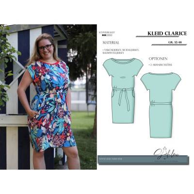 PDF-Schnittmuster Kleid Clarice – Modisches Design mit überschnittenen Schultern & Taillengürtel (Gr. 32-48)