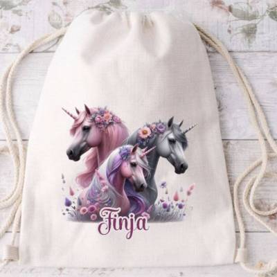 Kinder Turnbeutel mit Name Einhorn Mädchen personalisiert 