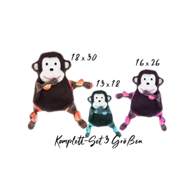 Stickdatei Affe Kuscheltuch ITH in drei Größen, Schmusetuch, Kuscheltier, Schnuffeltuch