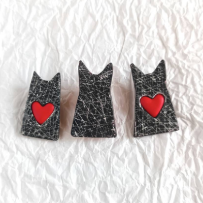 Schwarze Katze Broschen, Katzenliebhaber Geschenk, Fimo Katzen Brosche, Katze Brosche für Mantel, Valentinstag Geschenk
