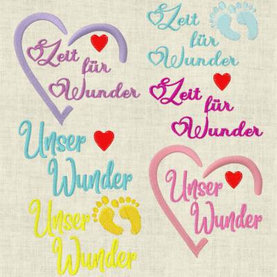 Stickdatei Baby Füße & Herz – Zeit für Wunder Set 625 für Mutterpass | Design-by-Jasmina