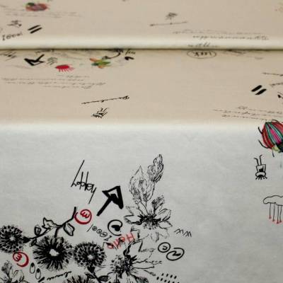 Baumwoll Strech-Twill | Street-Art | Beige/Rot/Grün/Schwarz