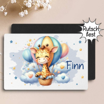 Tischset Giraffe Kinder personalisiert mit Name Junge Platzset Platzdeckchen Geschenk Einschulung 