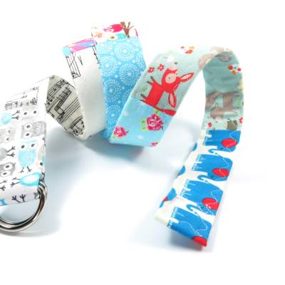 fester Gürtel aus Stoff Damengürtel Stoffgürtel Einzelstück Eulen Elefanten Waldtiere Musiknoten Retromuster Blumen bunt