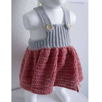 gehäkeltes Mädchenkleid, Trägerkleid, Trägerrock, Kleidchen, Größe 56 (0-3Monate)